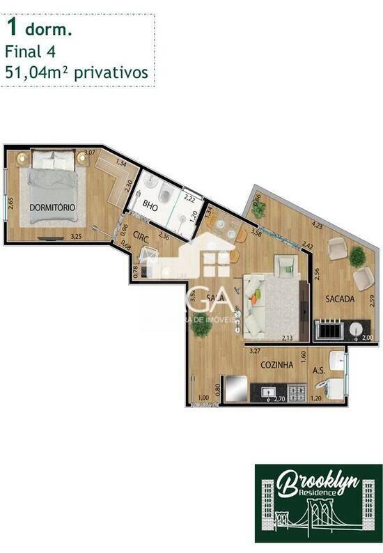 Brooklyn Residence, apartamentos com 1 a 2 quartos, 51 a 67 m², Praia Grande - SP