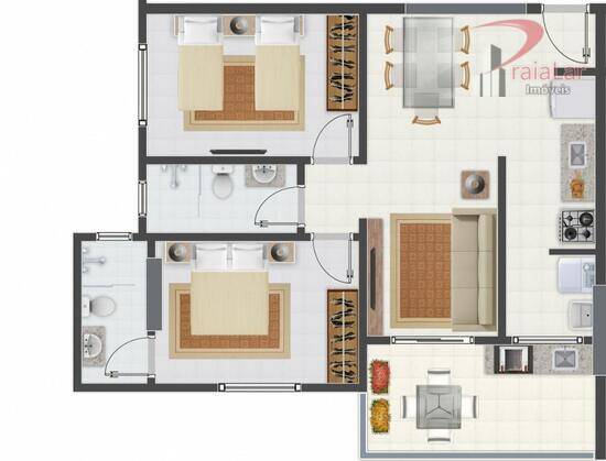  Residencial Joan Miró, apartamentos com 2 quartos, 58 a 60 m², Praia Grande - SP