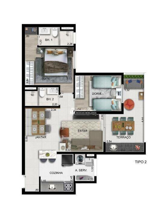 Condomínio Nexus, apartamentos com 2 quartos, 65 a 67 m², Guarulhos - SP