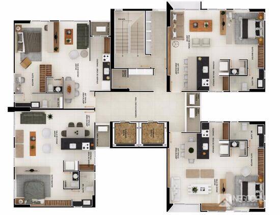 Tropical Hub, com 1 a 2 quartos, 55 m², João Pessoa - PB