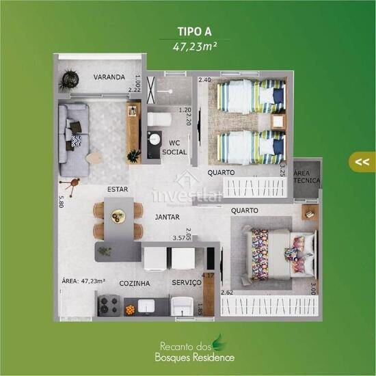 Recanto dos Bosques Residence, apartamentos com 2 quartos, 47 a 51 m², Campina Grande - PB