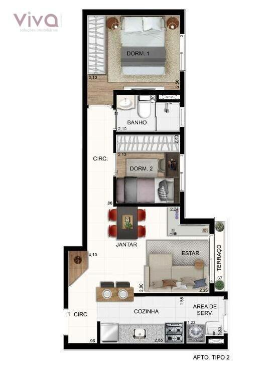 Reference Lago dos Patos, apartamentos com 2 quartos, 46 a 51 m², Guarulhos - SP