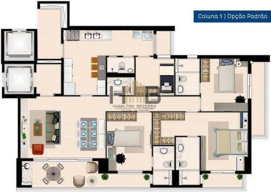 Azzurra Aldeota, apartamentos com 4 quartos, 127 a 130 m², Fortaleza - CE