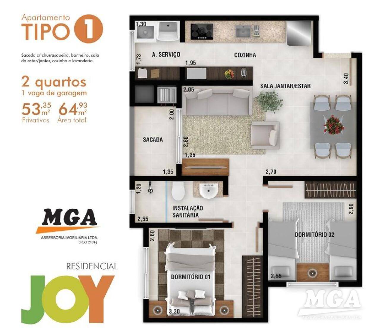 Apartamento Residencial Joy, Foz do Iguaçu - PR