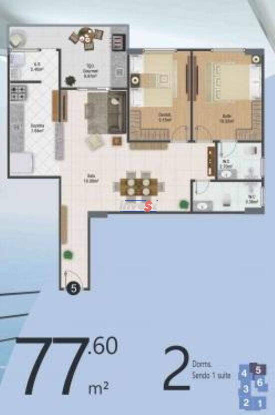 Atlântico, apartamentos com 2 quartos, 69 a 78 m², Praia Grande - SP
