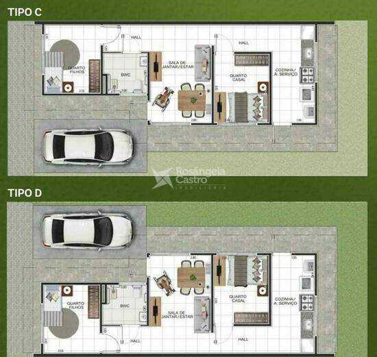 Reserva do Leste 1, casas com 2 quartos, 53 a 61 m², Teresina - PI