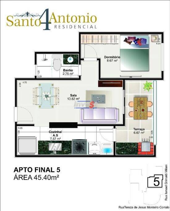 Santo Antonio 4, apartamentos com 1 a 2 quartos, 42 a 67 m², Praia Grande - SP