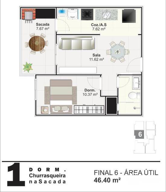 Residencial Santo Antonio 7, apartamentos com 1 a 2 quartos, 43 a 67 m², Praia Grande - SP