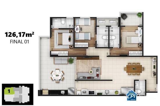 Residencial Parque do Xixová, apartamentos com 3 quartos, 95 a 127 m², Praia Grande - SP