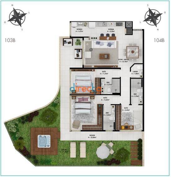 Città Residence, com 2 a 6 quartos, 97 a 333 m², Florianópolis - SC