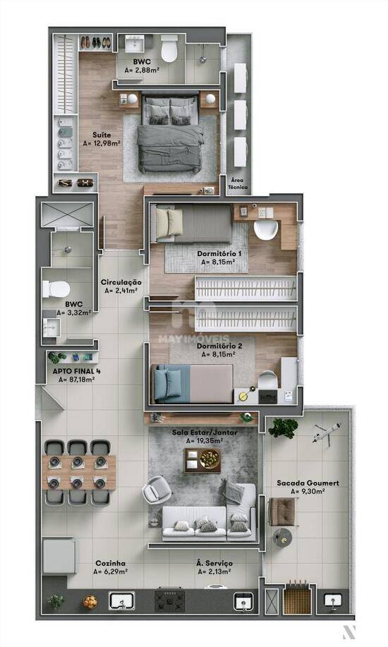 Residencial Maggiore, apartamentos com 2 a 3 quartos, 67 a 87 m², Itajaí - SC