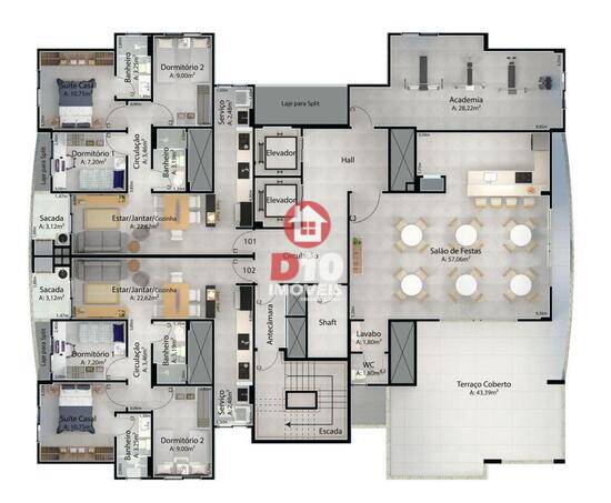 Residencial Bremen, apartamentos com 3 quartos, 87 m², Araranguá - SC