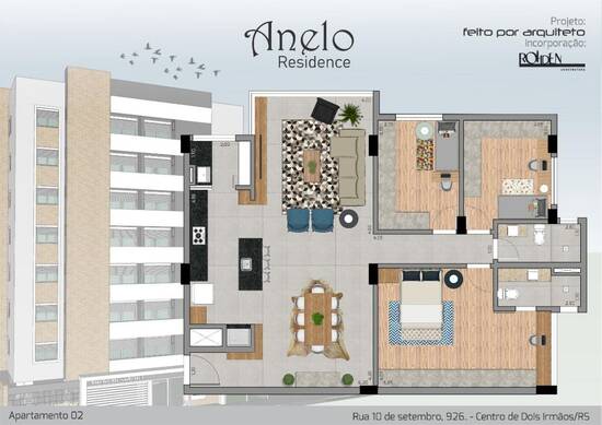 Anelo Residence, apartamentos com 3 quartos, 122 m², Dois Irmãos - RS
