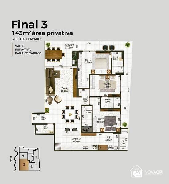 Maison Coralon Residence, apartamentos com 2 a 3 quartos, 91 a 132 m², Praia Grande - SP