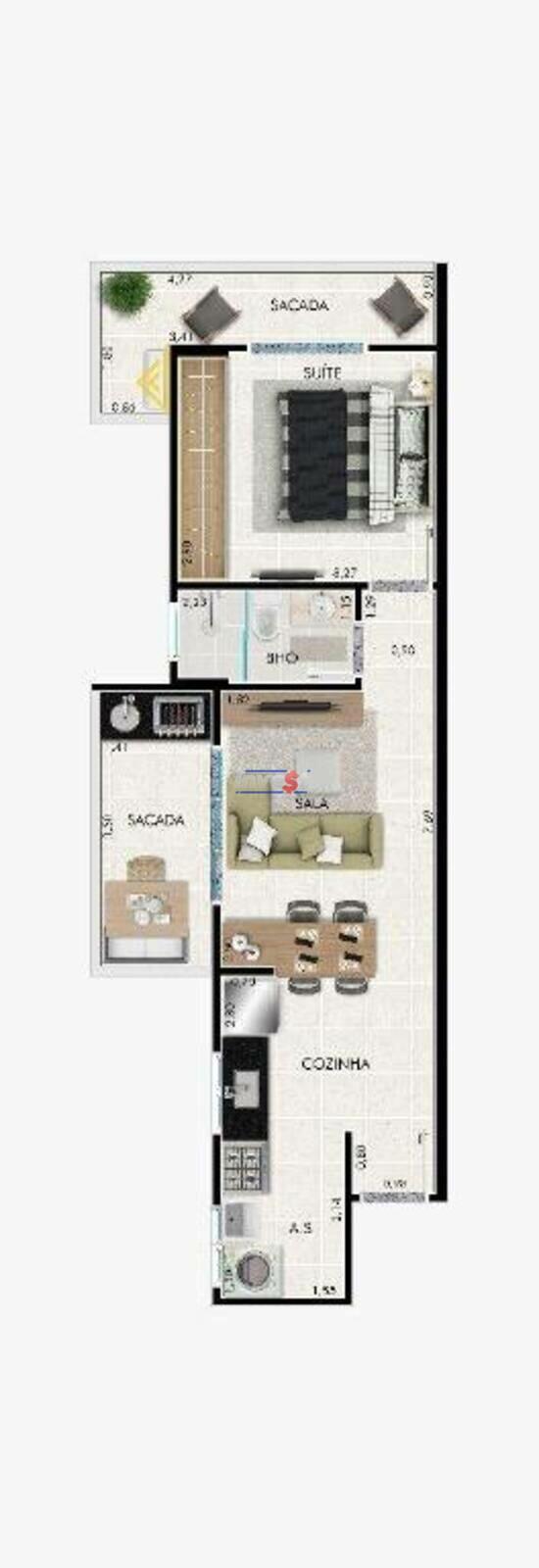 Pettra III, apartamentos com 1 quarto, 46 a 53 m², Praia Grande - SP