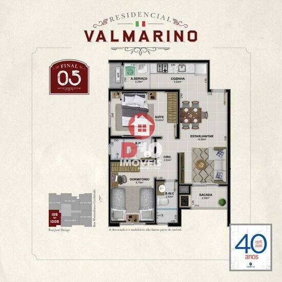 Ed. Res. Valmarino, apartamentos com 2 quartos, 66 m², Cocal do Sul - SC