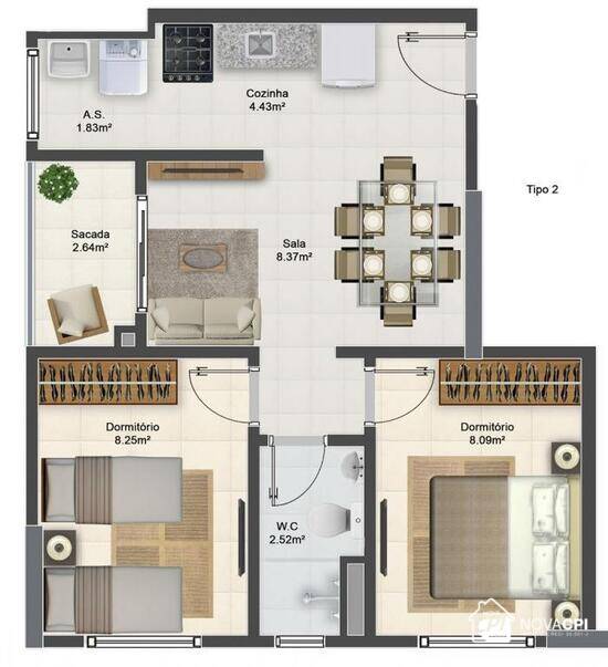 Residencial Tarsila do Amaral, apartamentos com 2 quartos, 45 a 62 m², Praia Grande - SP