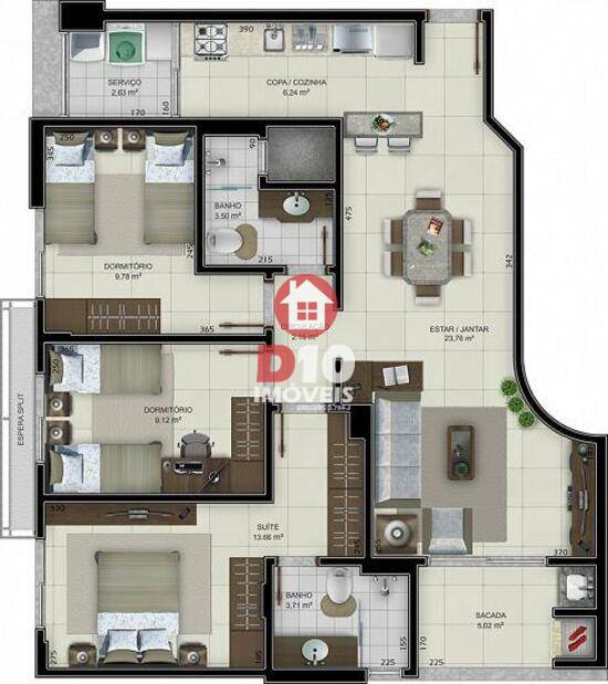 Volano Residencial, apartamentos com 2 a 3 quartos, 95 m², Criciúma - SC