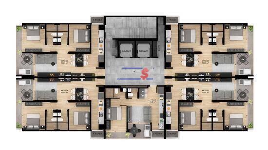 Colline 898, apartamentos com 1 a 2 quartos, 45 a 70 m², Praia Grande - SP