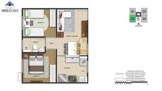 Parque Porto Atlanta, apartamentos com 2 quartos, 41 m², Gravataí - RS