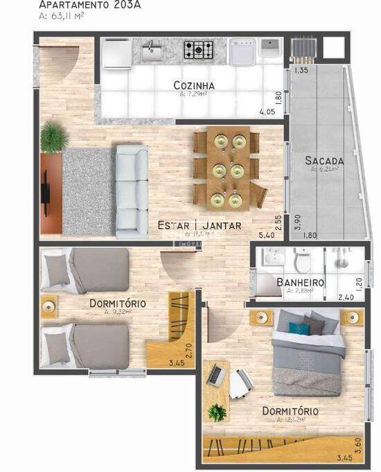 Residencial Carolina, apartamentos com 2 quartos, 64 m², Ivoti - RS