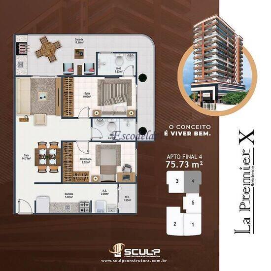Residencial La Premier X, apartamentos com 2 a 3 quartos, 68 a 98 m², Praia Grande - SP