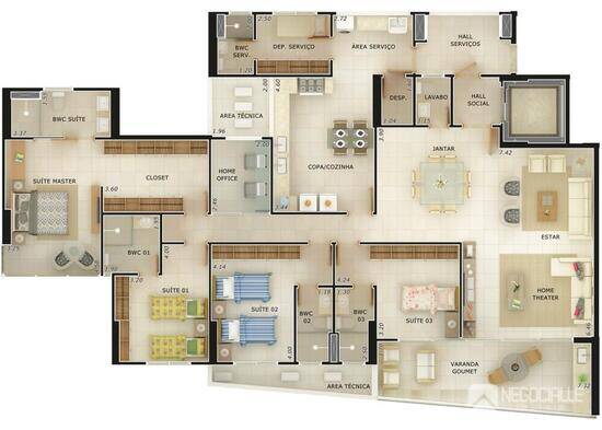 Royal Luna Residence, apartamentos com 4 quartos, 206 m², João Pessoa - PB
