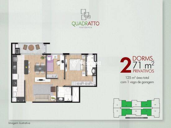 Quadratto Residence - Cristo Rei, apartamentos com 2 a 3 quartos, 69 a 86 m², Curitiba - PR
