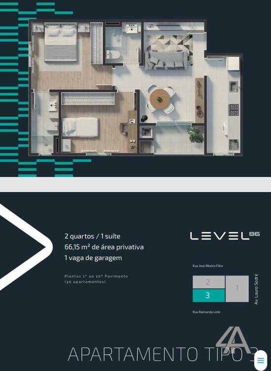 Level 86, apartamentos com 2 a 3 quartos, 66 a 70 m², Porto Velho - RO