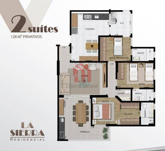 La Sierra Residencial, apartamentos com 2 a 3 quartos, 128 a 210 m², Santos - SP