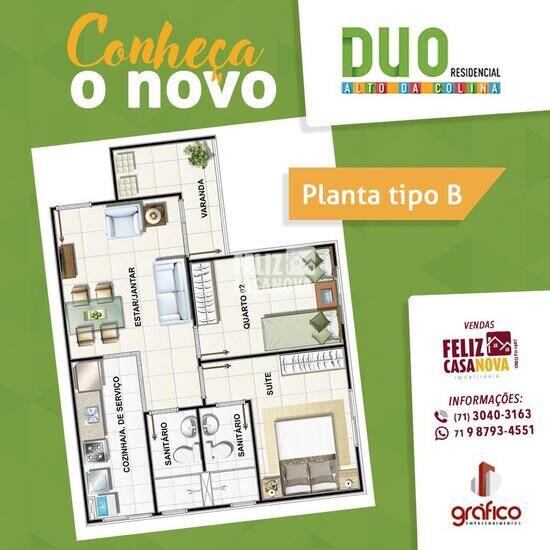 Cond. Duo Alto da Colina - Camaçari, com 2 quartos, 52 m², Camaçari - BA