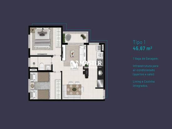 Maia  Star Club, apartamentos com 1 a 2 quartos, 46 m², Marília - SP