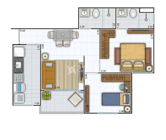 Barra Sul, apartamentos com 2 quartos, 48 a 68 m², Teresina - PI