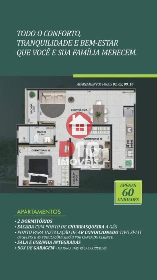 Residencial Bella Villa, apartamentos com 2 quartos, 68 m², Criciúma - SC