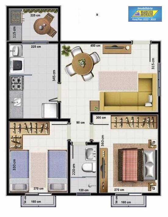 Edifício Jequitibá Spe Ltda, apartamentos com 2 quartos, 53 a 55 m², Votorantim - SP