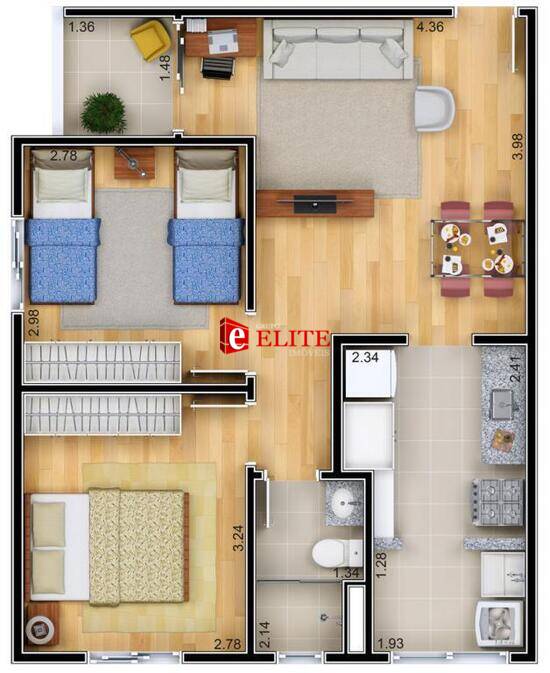 Carmem de Toledo, apartamentos com 2 quartos, 54 m², São José dos Campos - SP