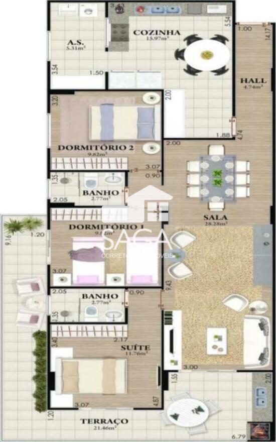 Morada do Marques, apartamentos com 2 a 3 quartos, 77 a 127 m², Praia Grande - SP