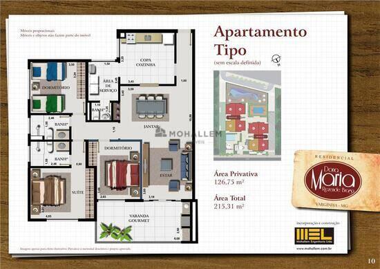 Dona Maria Rezende Braga, apartamentos com 3 quartos, 127 m², Varginha - MG