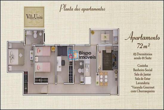 Vila Unitá, apartamentos com 2 a 3 quartos, 70 a 86 m², Americana - SP