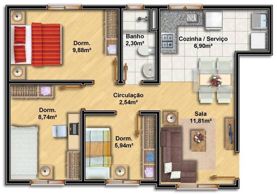 Moradas da Feitoria - Fase II, apartamentos com 2 a 3 quartos, 43 a 67 m², São Leopoldo - RS
