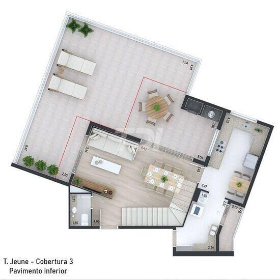 Jeune, apartamentos com 3 quartos, 105 a 106 m², Curitiba - PR