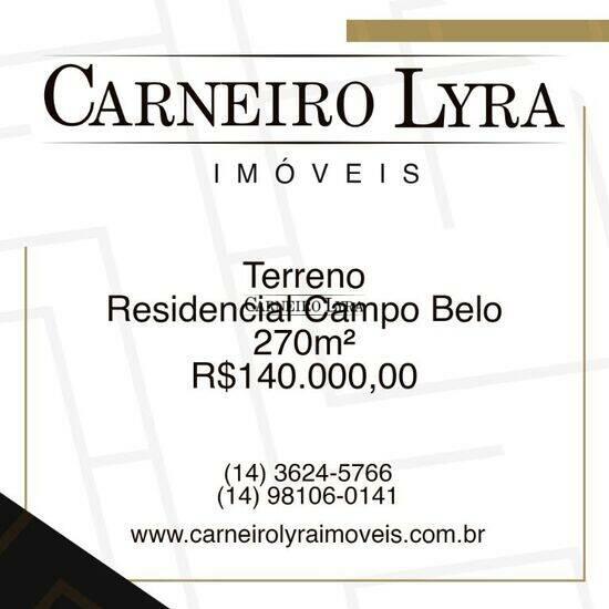 Terreno de 270 m² Residencial Campo Belo - Jaú, à venda por R$ 140.000