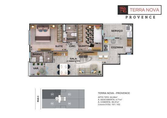 Terra Nova, apartamentos com 2 a 3 quartos, 64 a 120 m², Volta Redonda - RJ