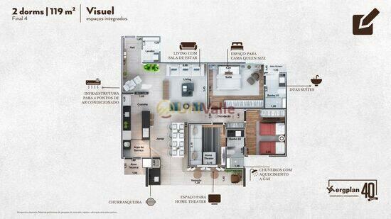 Residencial Élegance, apartamentos com 3 quartos, 112 a 119 m², Taubaté - SP