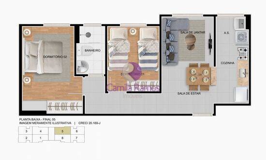 Residencial Caxangá II, apartamentos com 2 quartos, 47 m², Suzano - SP