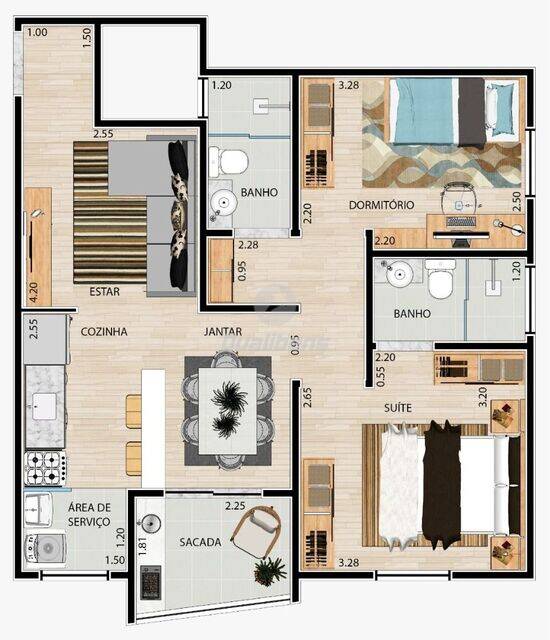 Residencial Gênesis, apartamentos com 2 quartos, 56 m², Mauá - SP