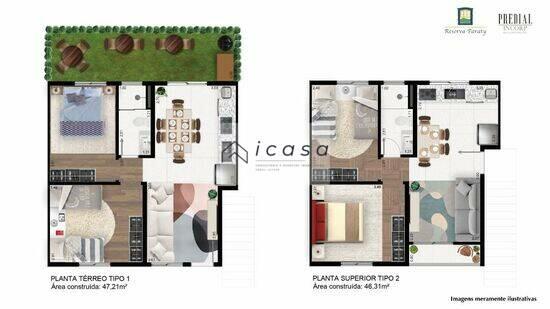 Reserva Paraty, casas com 2 quartos, 46 a 47 m², Paraty - RJ