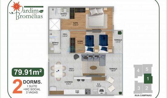 Jardim Das Bromélias, apartamentos com 2 quartos, 80 m², Praia Grande - SP