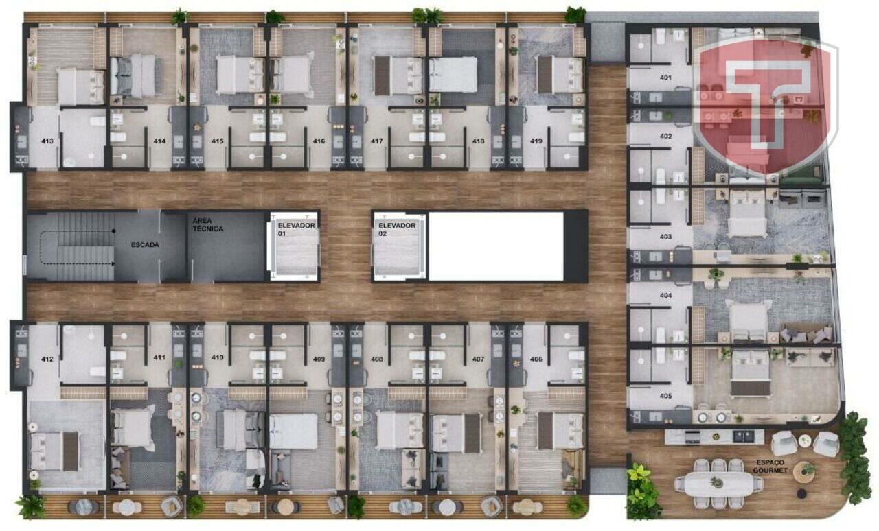 Jangada - Apartamento tipo Flat com 1 quarto à venda - Cabo Branco, João Pessoa/PB