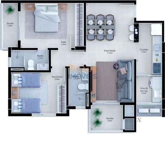 Calalzo Di Cadore Residencial, apartamentos com 2 quartos, 71 m², Criciúma - SC